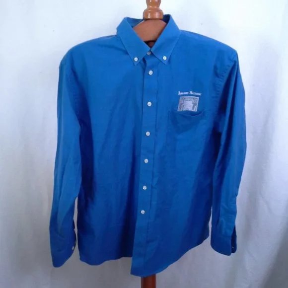 RARE 1990 Harriton Berkshire Hathaway Blue Long sleeve Button-down Shirt, Size L